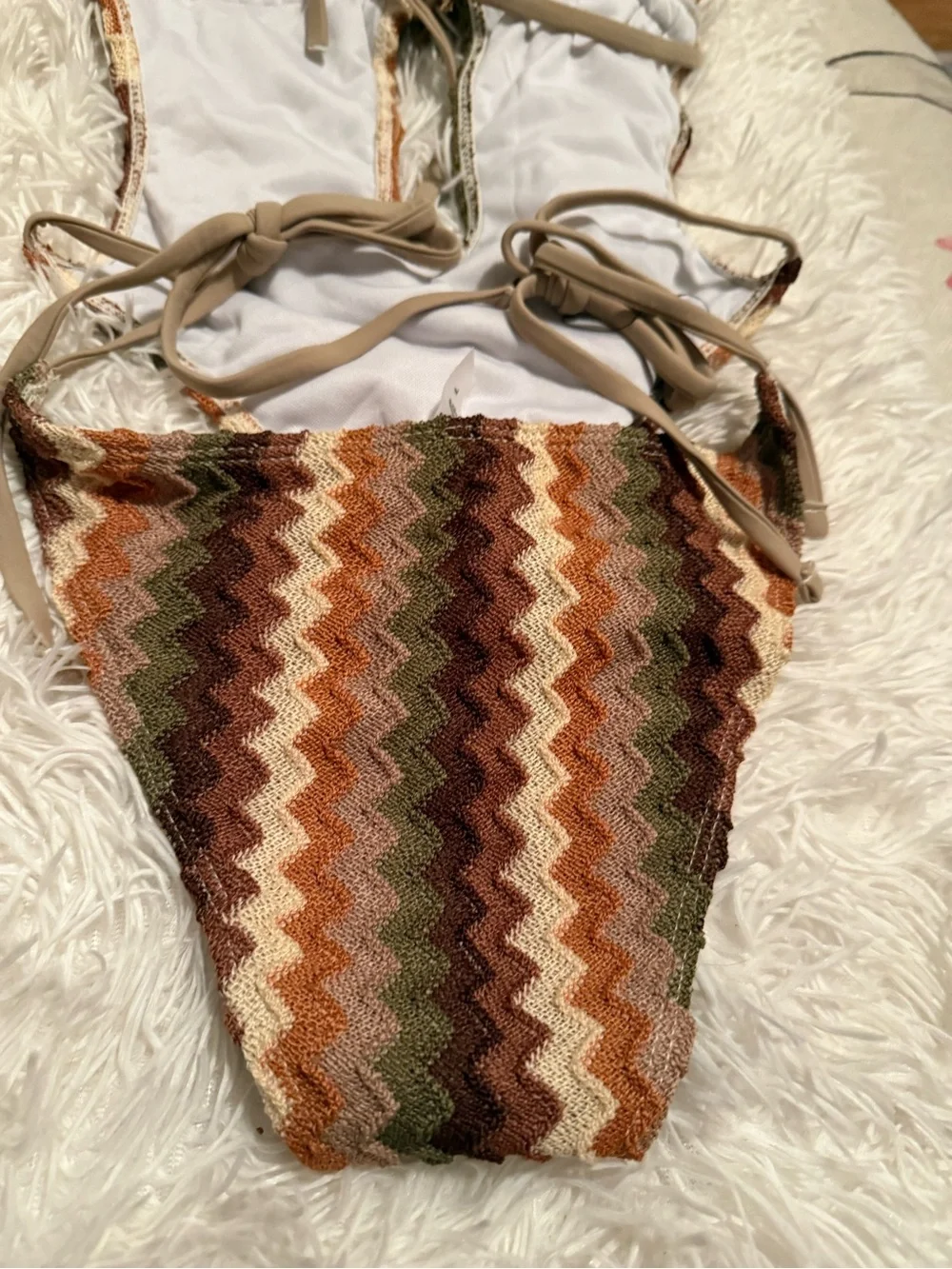 Women’s sexy  One-Piece Swimsuit in multi colors - brown, olive green & beige